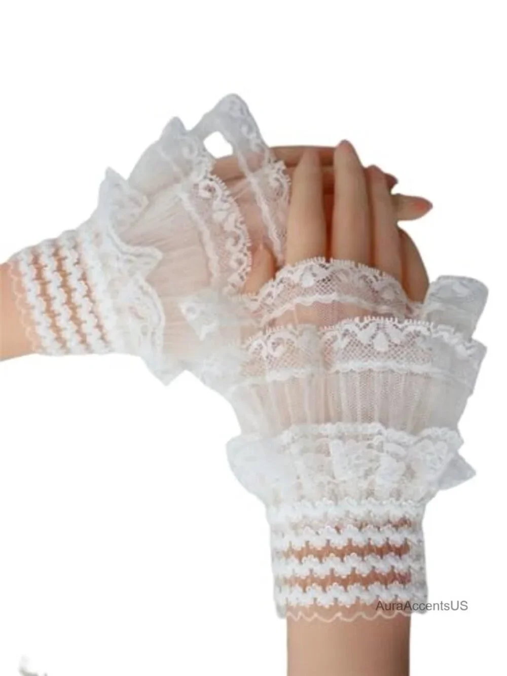 Lace Detachable Wristband Gloves Hand Sleeve Pleated Bridal Accessory
